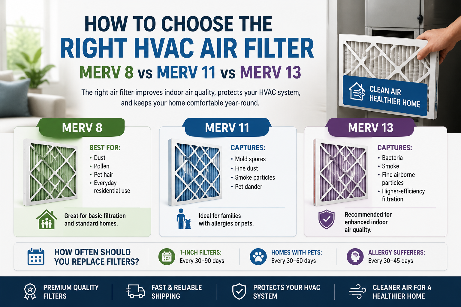 How to Choose the Right HVAC Air Filter (MERV 8 vs MERV 11 vs MERV 13)