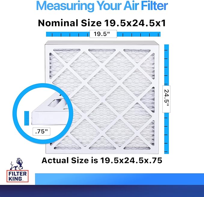 Filter King 19.5×24.5×1 Air Filter | 4-PACK | MERV 8 HVAC Pleated A/C Furnace Filters | MADE IN USA | Actual Size: 19.5 x 24.5 x .75″ WholesaleHVACDirect