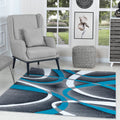 GLORY RUGS Modern Area Rug 8x10 Turquoise Swirls Carpet Bedroom Living Room Contemporary Dining Accent Sevilla Collection 4816
