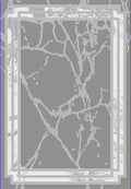 GLORY RUGS Area Rugs Marble 4x5 Grey Silver Border Carpet Modern Abstract Rug Living Room Dining Bedroom Rug