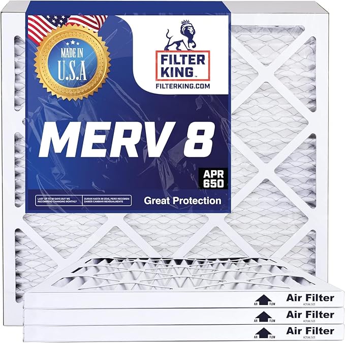 Filter King 10x10x2 Air Filter | 6-PACK | MERV 8 HVAC Pleated A/C Furnace Filters | MADE IN USA | Actual Size: 9.5 x 9.5 x 1.75″ – FB10X10X2 – 6 WholesaleHVACDirect