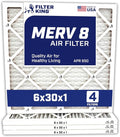 Filter King 6x30x1 Air Filter | 4-PACK | MERV 8 HVAC Pleated A/C Furnace Filters | MADE IN USA | Actual Size: 5.5 x 29.5 x .75″ WholesaleHVACDirect