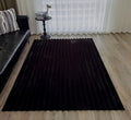 GLORY RUGS Area Rugs Striped Soft Faux Rabbit Fur Rug 5x7 Becky Black Plush Carpet Shag Cozy Fluffy Rug Non Slip Rugs, Machine Washable Shaggy Area Rug Bedroom Living Room and Dining Room.