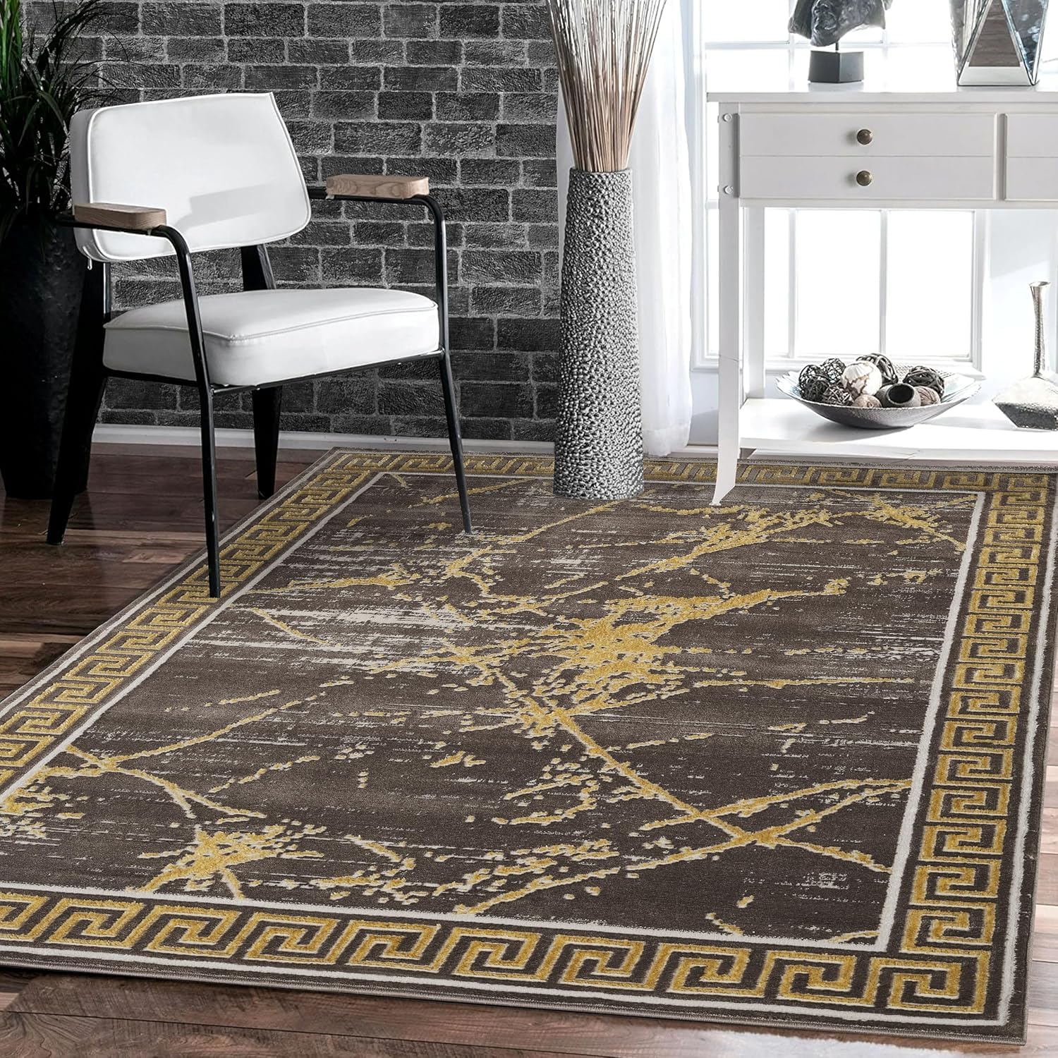 GLORY RUGS Area Rugs Marble 2x7 Brown Carpet Modern Abstract Rug Living Room Dining Bedroom Rug