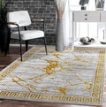 GLORY RUGS Area Rugs Marble 2x7 Cream Gold Carpet Modern Abstract Rug Living Room Dining Bedroom Rug