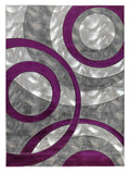GLORY RUGS Area Rug Modern 2x7 Purple Circles Geometry Soft Hand Carved Contemporary Floor Carpet Fluffy Texture for Indoor Living Dining Room and Bedroom Area