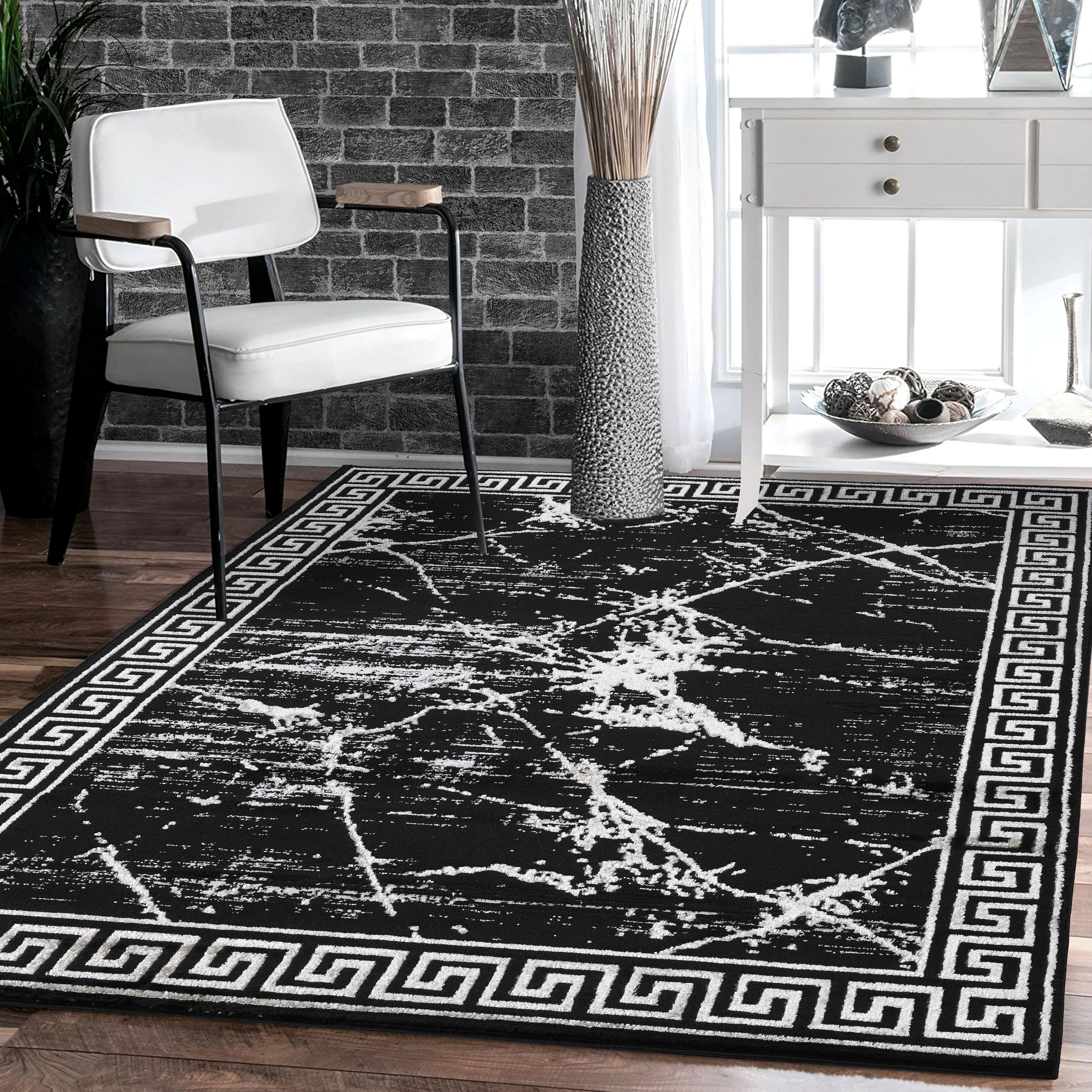 GLORY RUGS Area Rugs Marble 5x7 Black Gray Carpet Modern Abstract Rug Living Room Dining Bedroom Rug