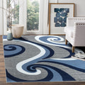 GLORY RUGS Modern Area Rug Swirls Carpet Bedroom Living Room Contemporary Dining Accent Sevilla Collection 4817A (Navy, 4x6)