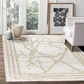 GLORY RUGS Area Rugs Marble 8x10 Cream Gold Border Carpet Elegant Modern Abstract Rug Living Room Dining Bedroom Rug