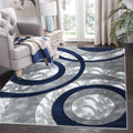 GLORY RUGS Area Rug Modern 5x7 Navy Circles Geometry Soft Hand Carved Contemporary Floor Carpet Fluffy Texture for Indoor Living Dining Room and Bedroom Area
