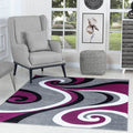 GLORY RUGS Modern Area Rug 8x10 Purple Swirls Carpet Bedroom Living Room Contemporary Dining Accent Sevilla Collection 4817 (8x10, Purple)