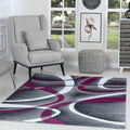 GLORY RUGS Modern Area Rug 4x6 Purple Swirls Carpet Bedroom Living Room Contemporary Dining Accent Sevilla Collection 4816A (Grey Purple)