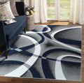 GLORY RUGS Area Rug 8x10 Navy Door Mat Modern Swirls Carpet Bedroom Living Room Contemporary Dining Accent Sevilla Collection 4816