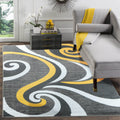 GLORY RUGS Modern Area Rug Swirls Carpet Bedroom Living Room Contemporary Dining Accent Sevilla Collection 4817A (Yellow, 4x6)