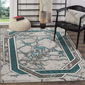 GLORY RUGS Area Rug Modern 4x5 Turquoise Grey White Black Marble Soft Contemporary Floor Carpet with Premium Fluffy Texture for Indoor Living Dining Room and Bedroom Area