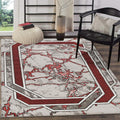 GLORY RUGS Area Rug Modern 2x7 Runner Red Grey White Black Marble Soft Contemporary Floor Carpet with Premium Fluffy Texture for Indoor Living Dining Room and Bedroom Area
