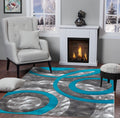 GLORY RUGS Area Rug Modern 5x7 Turquoise Circles Geometry Soft Hand Carved Contemporary Floor Carpet Fluffy Texture for Indoor Living Dining Room and Bedroom Area