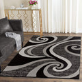 GLORY RUGS Modern Area Rug Swirls Carpet Bedroom Living Room Contemporary Dining Accent Sevilla Collection 4817A (4x6, Black)