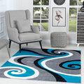 GLORY RUGS Modern Area Rug 5x7 Turquoise Swirls Carpet Bedroom Living Room Contemporary Dining Accent Sevilla Collection 4817 (5x7, Turkaz)