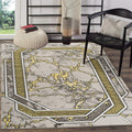 GLORY RUGS Area Rug Modern 4x5 Yellow Grey White Black Marble Soft Contemporary Floor Carpet with Premium Fluffy Texture for Indoor Living Dining Room and Bedroom Area