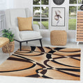 GLORY RUGS Modern Area Rug 4x6 Beige Swirls Carpet Bedroom Living Room Contemporary Dining Accent Sevilla Collection 4816A (Brown)
