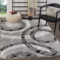 GLORY RUGS Area Rug Modern 4x6 Grey Black Circles Geometry Soft Hand Carved Contemporary Floor Carpet Fluffy Texture for Indoor Living Dining Room and Bedroom Area