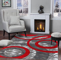 GLORY RUGS Area Rug Modern 4x6 Light red Circles Geometry Soft Hand Carved Contemporary Floor Carpet Fluffy Texture for Indoor Living Dining Room and Bedroom Area