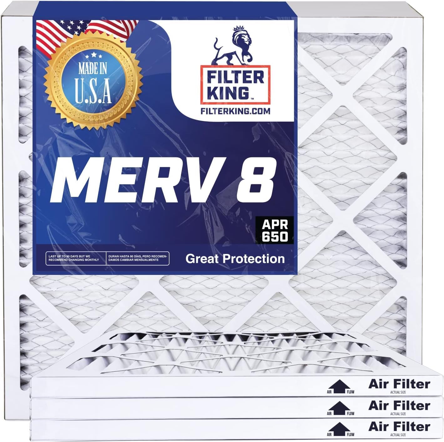 Filter King 10x14x1 Air Filter | 6-PACK | MERV 8 HVAC Pleated A/C Furnace Filters | MADE IN USA | Actual Size: 9.5 x 13.5 x .75″ WholesaleHVACDirect