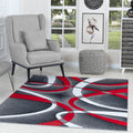 GLORY RUGS Modern Red Area Rug 4x6 Grey Swirls Carpet Bedroom Living Room Contemporary Dining Accent Sevilla Collection 4816A (Red)