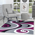 GLORY RUGS Black Area Rug 5x7 Purple Gray Modern Carpet Bedroom Living Room Contemporary Dining Accent Sevilla Collection 4817A (Purple)
