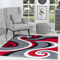 GLORY RUGS Modern Area Rug 8x10 Red Gray Swirls Carpet Bedroom Living Room Contemporary Dining Accent Sevilla Collection 4817 (8x10, Red)