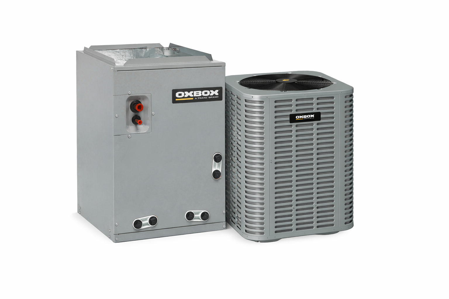 OXBOX BY TRANE 1.5 Ton Central Air Conditioning System – J5AC5018A1000AA Condenser & J5MXCB016AC6HCA Cased Evaporator Coil OXBOX BY TRANE