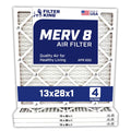 Filter King 13x28x1 Air Filter | 4-PACK | MERV 8 HVAC Pleated A/C Furnace Filters | MADE IN USA | Actual Size: 13 x 28 x .75″ WholesaleHVACDirect