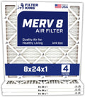 Filter King 8x24x1 Air Filter | 4-PACK | MERV 8 HVAC Pleated A/C Furnace Filters | MADE IN USA | Actual Size: 8 x 24 x .75" WholesaleHVACDirect