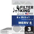 Filter King 8×35.5×1 Air Filter | 3-PACK | MERV 8 HVAC Pleated A/C Furnace Filters | MADE IN USA | Actual Size: 8 x 35.5 x .75″ – FB08X35.5A -3 WholesaleHVACDirect