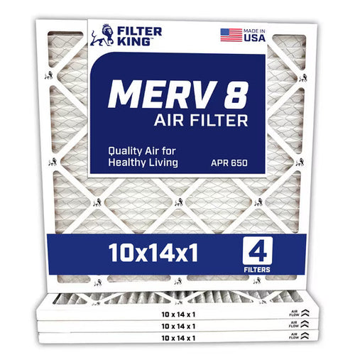 Filter King 10x14x1 Air Filter | 4-PACK | MERV 8 HVAC Pleated A/C Furnace Filters | MADE IN USA | Actual Size: 9.5 x 13.5 x .75″ – FB10X14-4 WholesaleHVACDirect