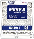 Filter King 16x20x1 Air Filter | 4-PACK | MERV 8 HVAC Pleated A/C Furnace Filters | MADE IN USA | Actual Size: 15.5 x 19.5 x .75" WholesaleHVACDirect
