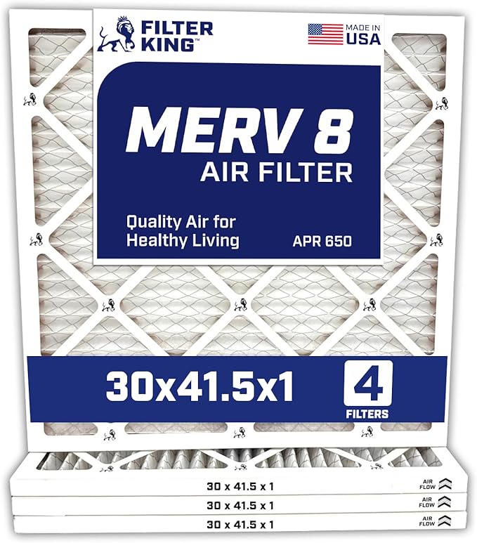 Filter King 30×41.5×1 Air Filter | 4-PACK | MERV 8 HVAC Pleated A/C Furnace Filters | MADE IN USA | Actual Size: 30 x 41.5 x .75″ – FK30x14.5x1A-M8 -4 WholesaleHVACDirect