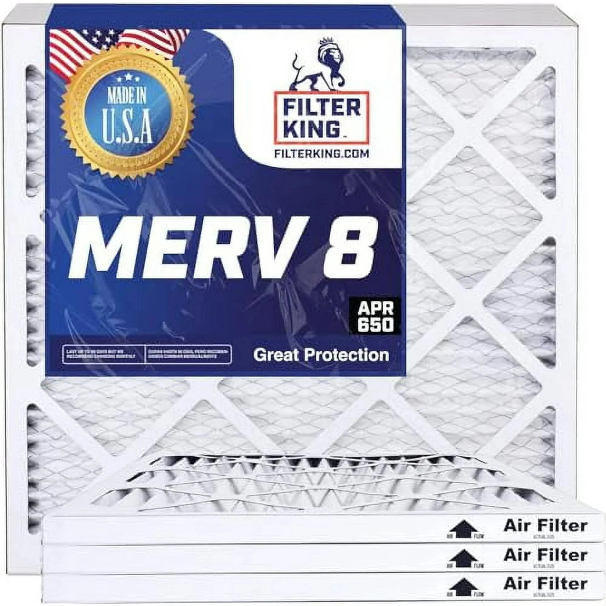 Filter King 9.5×19.5×1 Air Filter | 3-PACK | MERV 8 HVAC Pleated A/C Furnace Filters | MADE IN USA | Actual Size: 9.5 x 19.5 x .75″ – FK9.5×19.5x1A-M8 -3 WholesaleHVACDirect