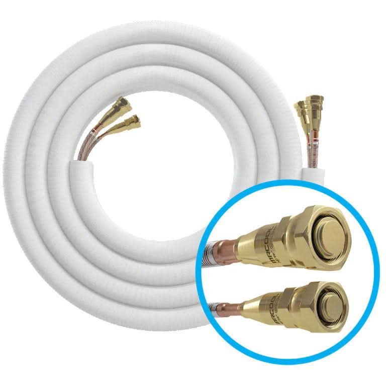 R-410A Refrigerant MRCOOL 50 ft. Pre-Charged 3/8″ x 3/4″ No-Vac Quick Connect Line Set for Central Ducted and Universal Series, NV50-3834 WholesaleHVACDirect