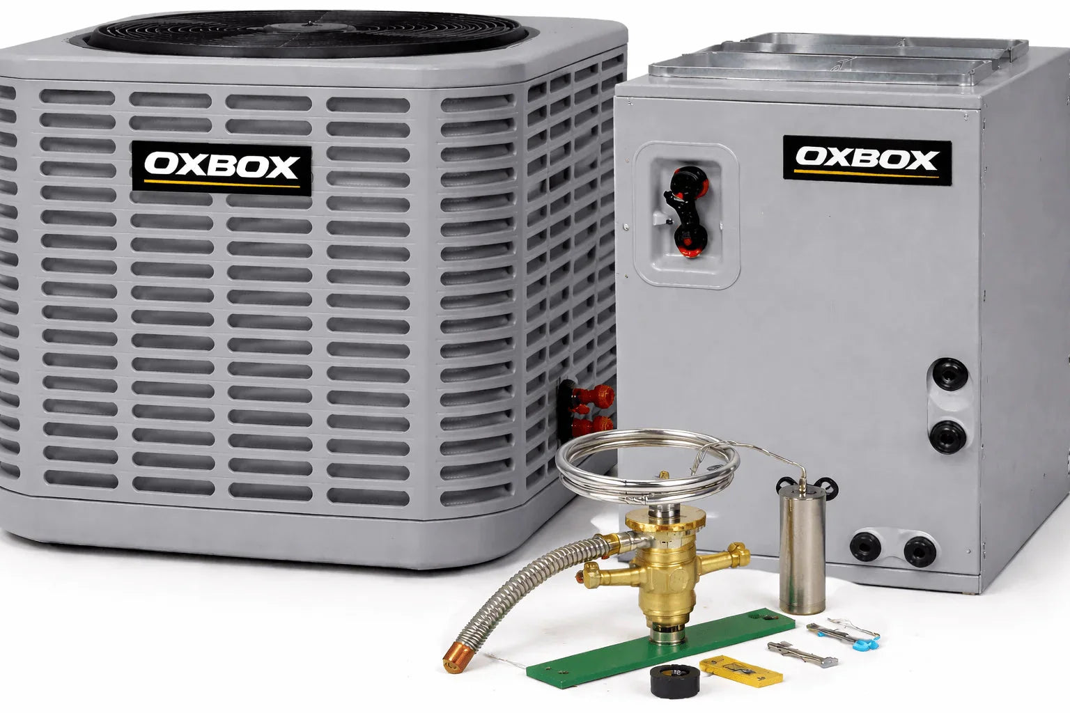 OXBOX BY TRANE 3.5 Ton 14.3 SEER2 Split-System Air Conditioner with D-Cabinet Cased Coil and R454B TXV Kit – J5AC5042A1000AA, J5MXCD010AC6HCA, 5AYTXVH3A4248A OXBOX BY TRANE