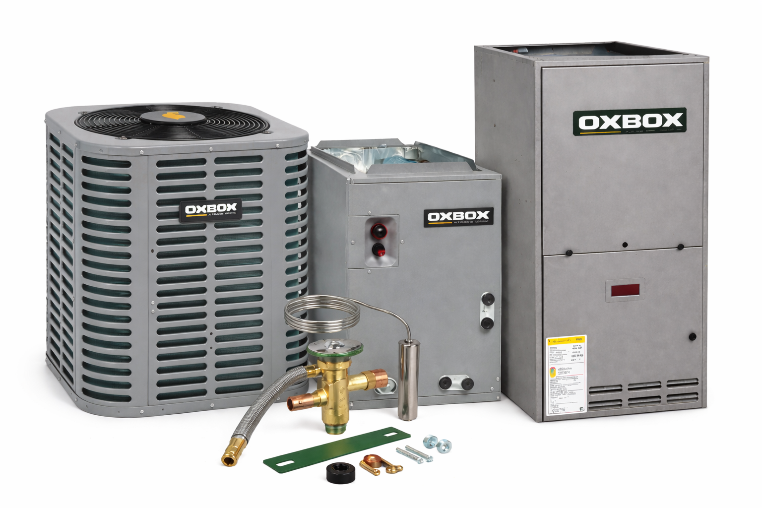 OXBOX BY TRANE 3 Ton Dual-Fuel Heat Pump System with 96% AFUE Gas Furnace – J5HP5036A1000AA ,J5MXCB016AC6HCA, 5AYTXVH3A1836A, J962V060BU3SA OXBOX BY TRANE