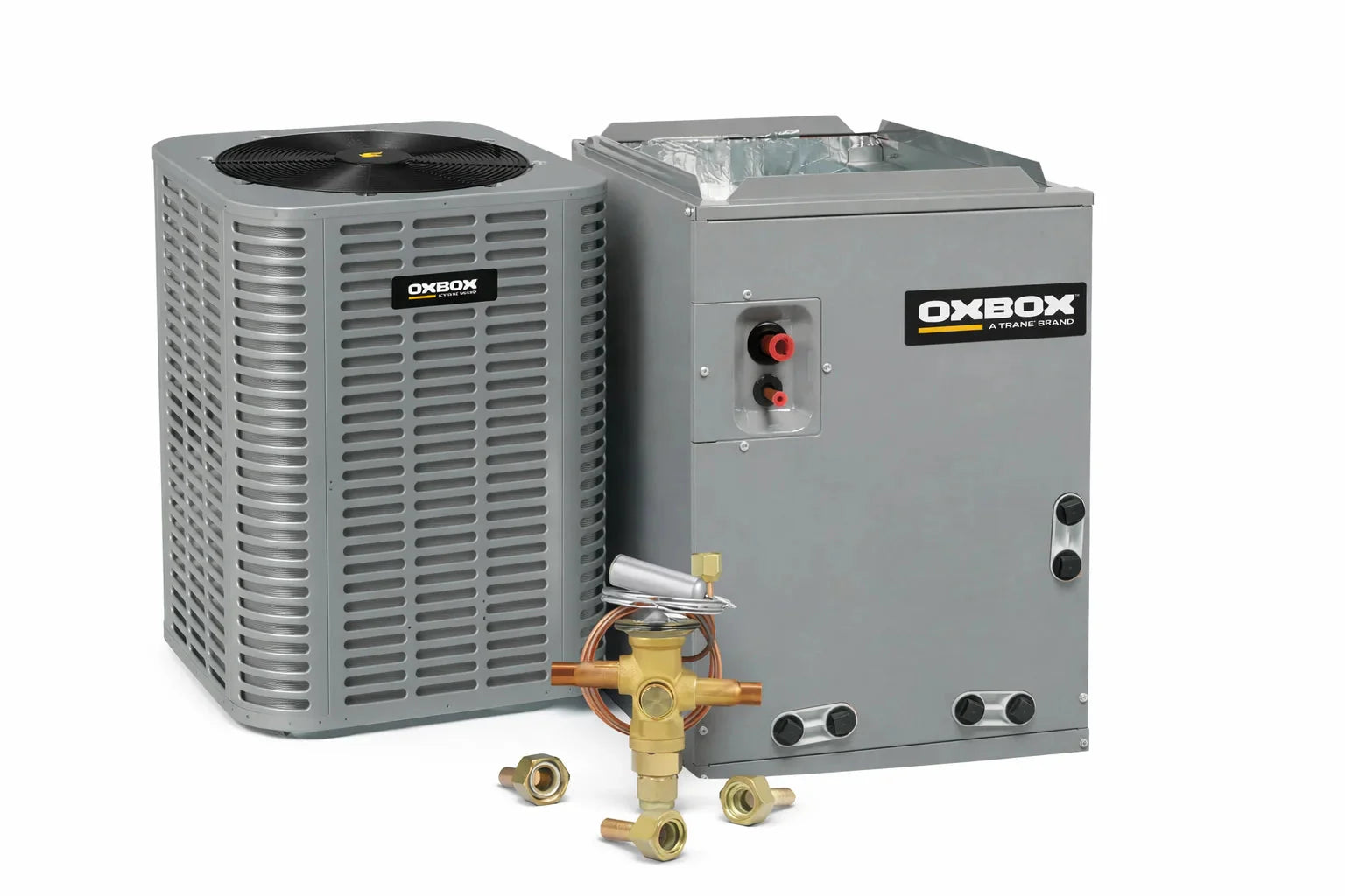 OXBOX BY TRANE 1.5 Ton Split Air Conditioning System – J5AC3018A1000AA Condenser with J5GXCB004AC6HUA Cased Coil (TXV Installed) OXBOX BY TRANE